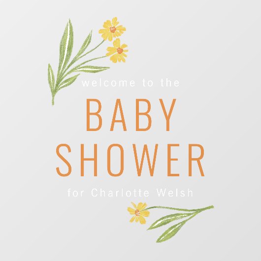 Yellow Flower Baby shower Raamsticker (Vel)