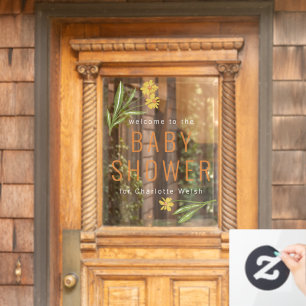 Yellow Flower Baby shower Raamsticker