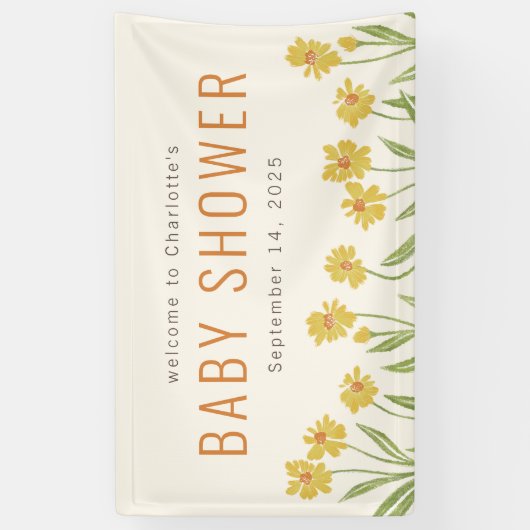Yellow Flower Baby shower Welkom Spandoek (Verticaal)
