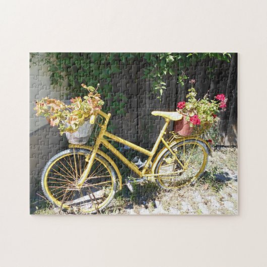 Yellow Flower Bike op straat Legpuzzel (Horizontaal)