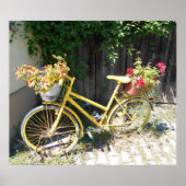 Yellow Flower Bike op straat Poster (Voorkant)