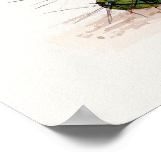 Yellow Flower Cactus Sketch Art Poster (Hoek)