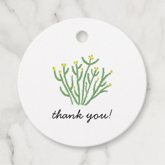 Yellow Flower Cholla Cactus Bridal Shower Bedankjes Labels (Voorkant)