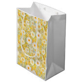 Yellow Flower Field Natuur Happy Fun Bloemen Medium Cadeauzakje (Voorkant Gekanteld)