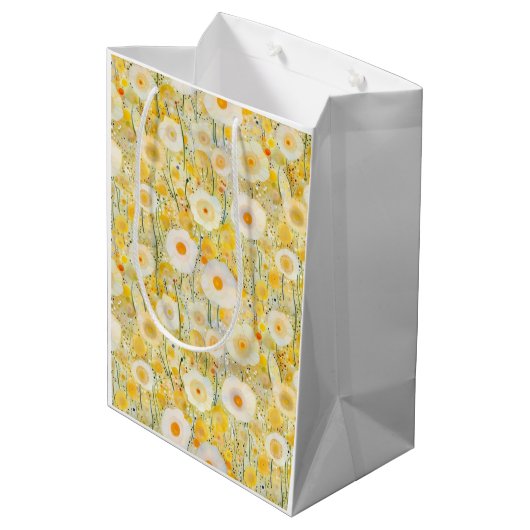 Yellow Flower Field Natuur Happy Fun Bloemen Medium Cadeauzakje (Achterkant Gekanteld)