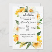 Yellow Flower Garden Aqiqah Ceremony Kaart (Voorkant)