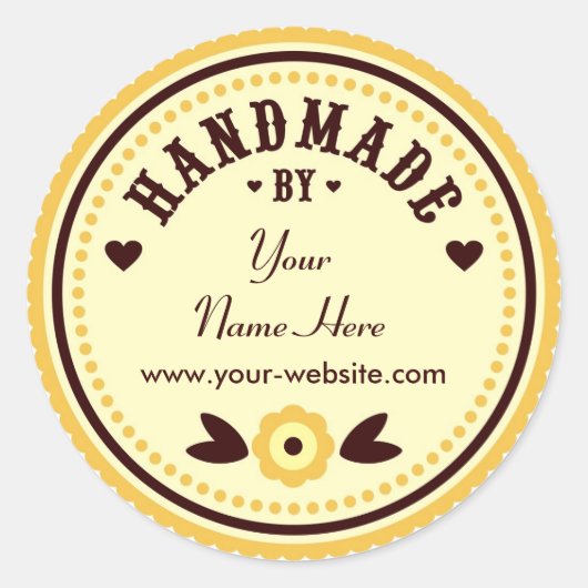 Yellow Flower Handgemaakt door gepersonaliseerde S Ronde Sticker (Voorkant)