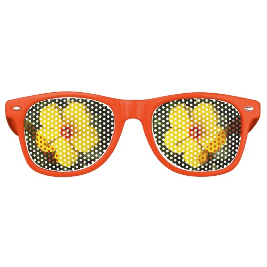 Yellow Flower Hibiscus Adult Party Retro Zonnebril (Voorkant)