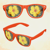 Yellow Flower Hibiscus Adult Party Retro Zonnebril