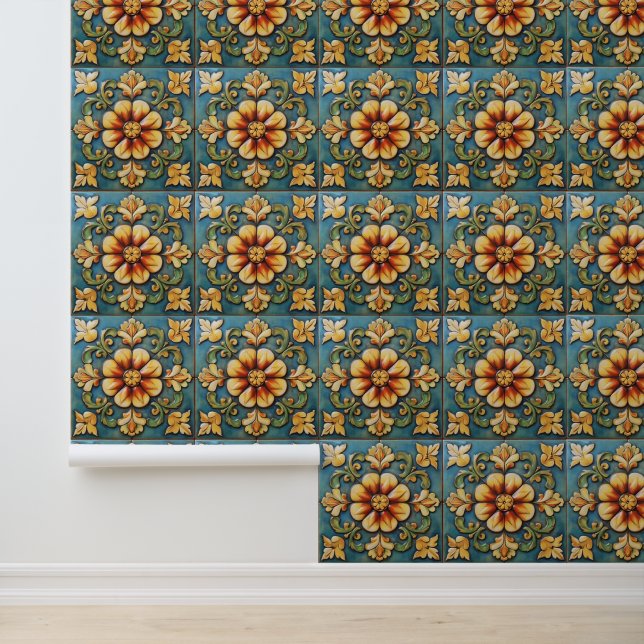 Yellow Flower Italian Tegel Behang (Applicatie)