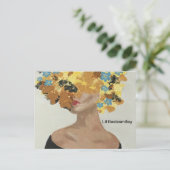 Yellow Flower Lady Briefkaart (Staand voorkant)