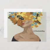 Yellow Flower Lady Briefkaart (Voorkant / Achterkant)