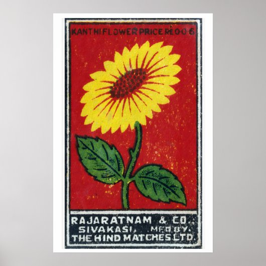 Yellow FLower - Matchbox Print - Czech Wall Art (Voorkant)