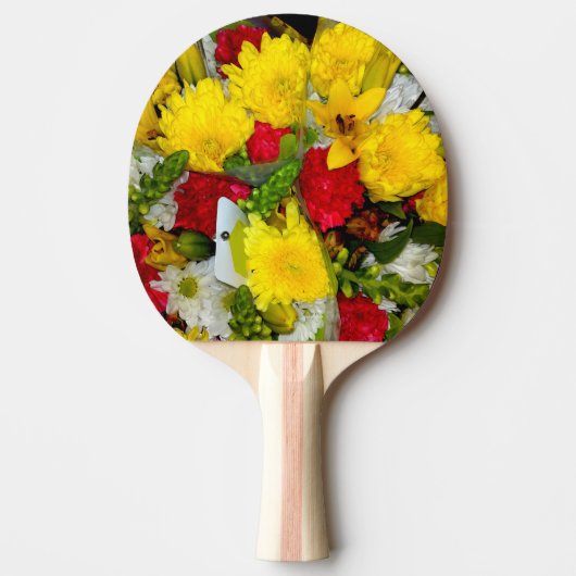 Yellow Flower Mix Ping Pong Paddle Tafeltennisbatje (Voorkant)