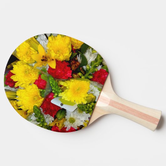Yellow Flower Mix Ping Pong Paddle Tafeltennisbatje (Zijkant)