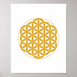 Yellow Flower of Life Sacred Geometry Poster