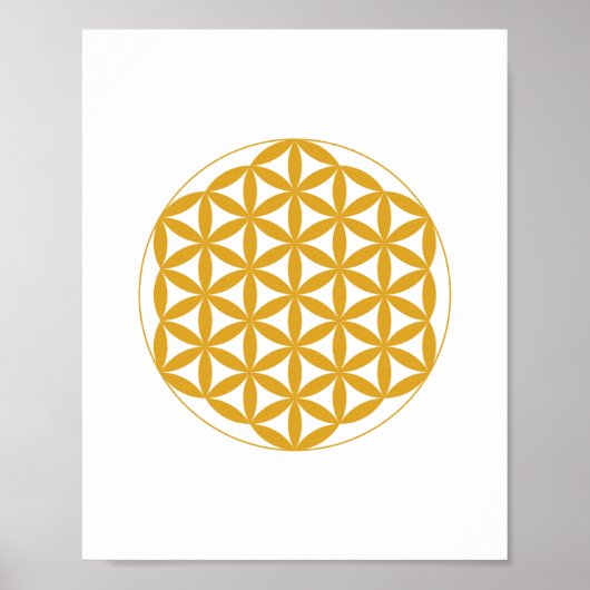 Yellow Flower of Life Sacred Geometry Poster (Voorkant)