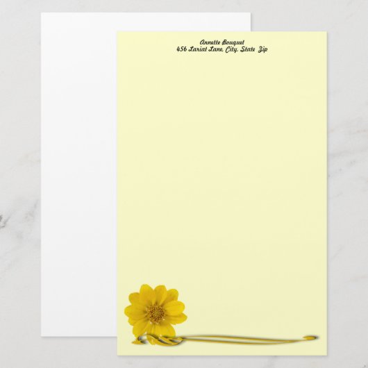 Yellow Flower Photo and Filigree Personalized Briefpapier (Voorkant / Achterkant)