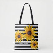 Yellow Flower Photo Black Stripe Canvas tas (Voorkant)