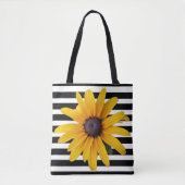Yellow Flower Photo Black Stripe Canvas tas (Voorkant)