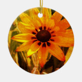 Yellow Flower Photo Circle Ornament (Voorkant)