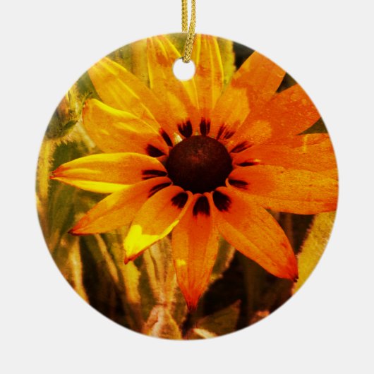 Yellow Flower Photo Circle Ornament (Voorkant)