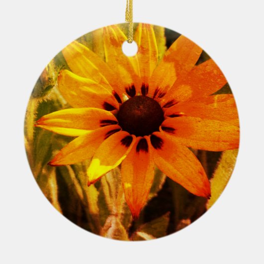 Yellow Flower Photo Circle Ornament (Achterkant)