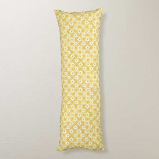 Yellow Flower Plaid Pattern Body Pillow Lichaamskussen (Achterkant (Verticaal))