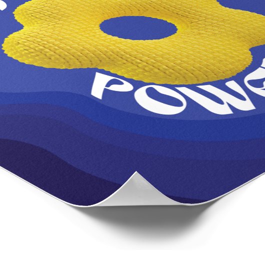 Yellow Flower Power Art Poster met Blue Gradient (Hoek)