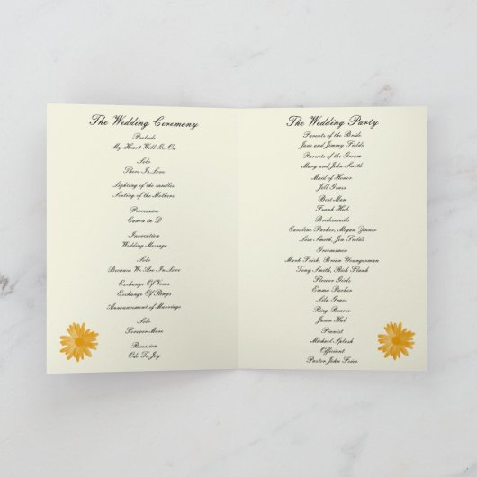 Yellow Flower Program Kaart (Binnen)