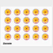  Yellow Flower Retro Roze Marmer Ronde Sticker (Vel)