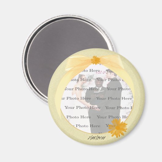 Yellow Flower Round Photo Magnet (Voorkant / Achterkant)