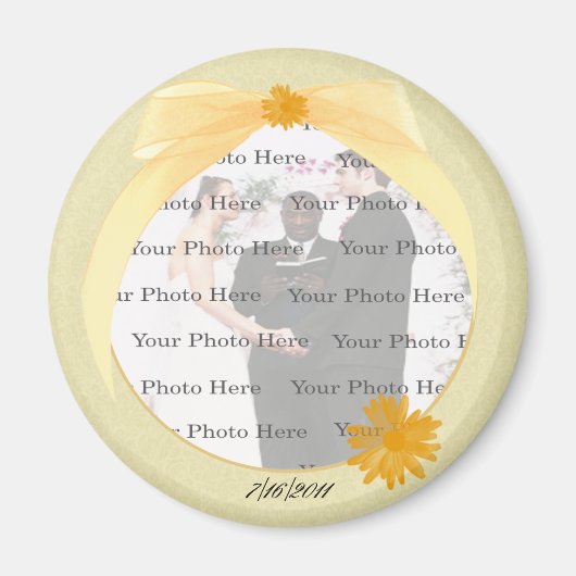 Yellow Flower Round Photo Magnet (Voorkant)