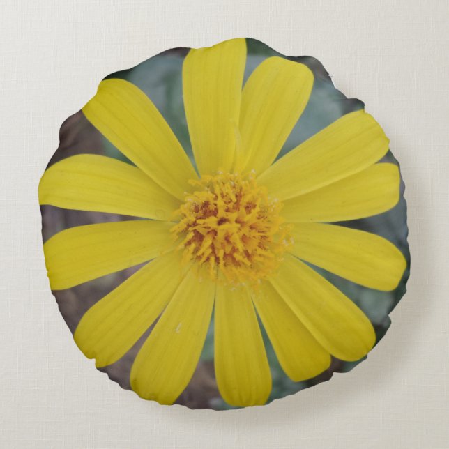 Yellow Flower Round Pillow Rond Kussen (Achterkant)