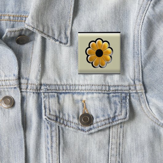 Yellow Flower Square Button – Modern Floral Design (In situ)