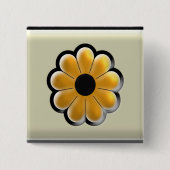 Yellow Flower Square Button – Modern Floral Design (Voorkant)