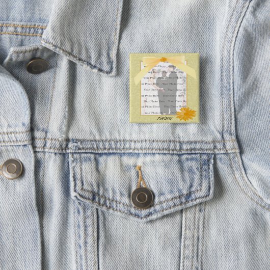 Yellow Flower Square Photo Button (In situ)