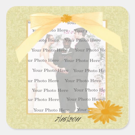 Yellow Flower Square Photo Stickers (Voorkant)
