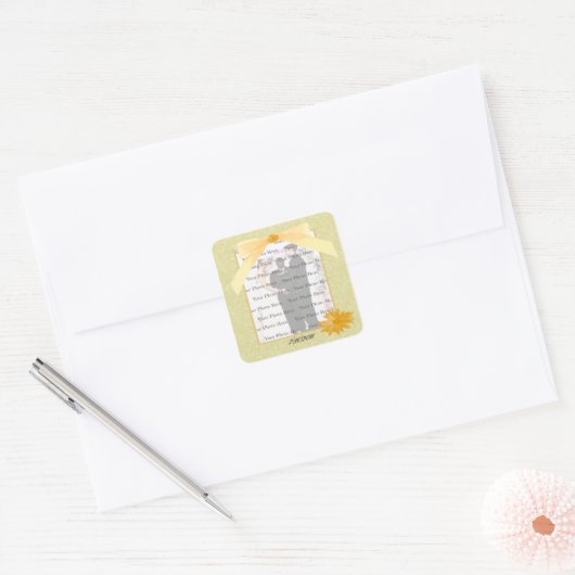 Yellow Flower Square Photo Stickers (Envelop)