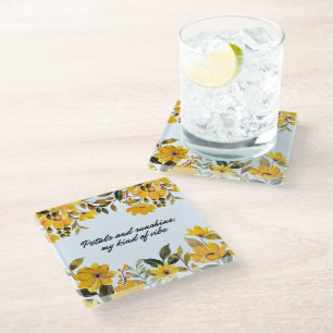 Yellow Flower & Sunshine Onderzetter Glazen Onderzetter