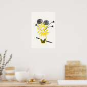 Yellow Flower Vase Sketch Art Poster (Keuken)