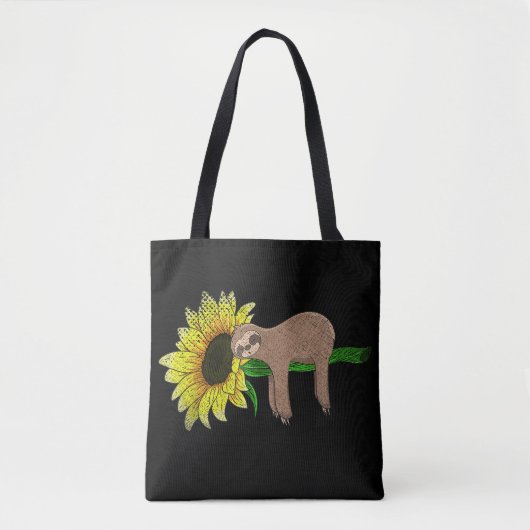 Yellow Flower Zonnebloem Sleepy Dierenvriend Wildl Tote Bag (Voorkant)