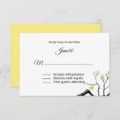 Yellow Flowering Branch Wedding RSVP (Voorkant / Achterkant)