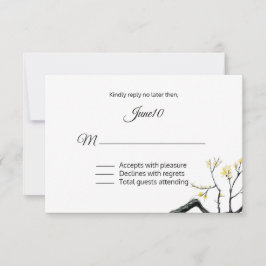 Yellow Flowering Branch Wedding RSVP