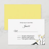 Yellow Flowering Branch Wedding RSVP Kaartje (Voorkant / Achterkant)
