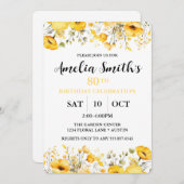 Yellow Flowers 80th Birthday Celebration Kaart (Voorkant / Achterkant)