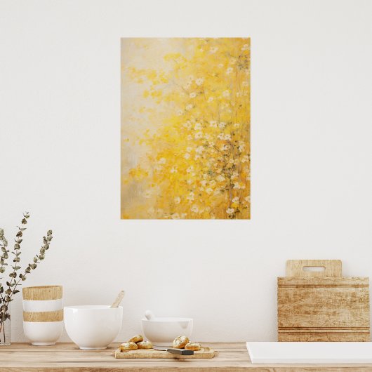 Yellow Flowers Abstracte kunst Poster (Keuken)