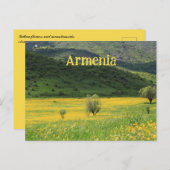 Yellow Flowers and Mountainside Armenia Briefkaart (Voorkant / Achterkant)