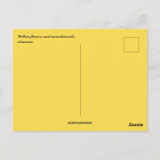 Yellow Flowers and Mountainside Armenia Briefkaart (Achterkant)