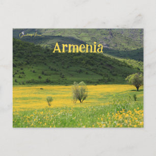 Yellow Flowers and Mountainside Armenia Briefkaart